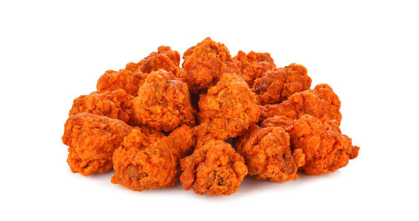 istock Fried spicy chicken isolated on white 1417075476