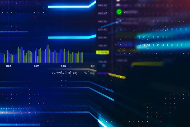 istock Digitally Generated Currency and Exchange Stock Chart for Finance and Economy Based Computer Software and Coding Display for Crypto Currency 1417083999