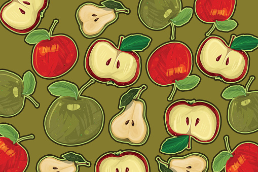 Pear and Apple seamless pattern