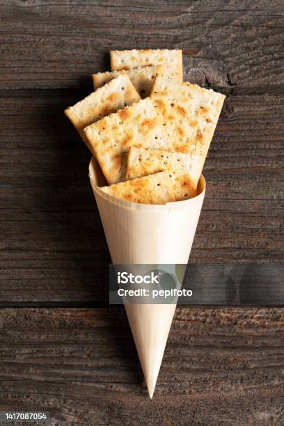 Snacks In Cone Stock Photo - Download Image Now - Above, Appetizer, Backgrounds