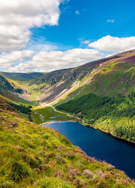 lago glendalough upper nas montanhas wicklow - upper view - fotografias e filmes do acervo