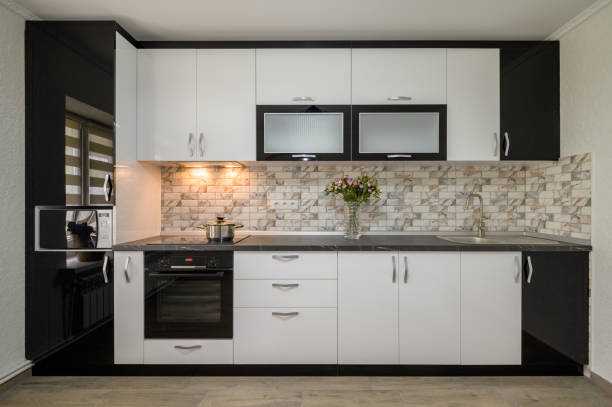 istock Renovated Interior for modern trendy white kitchen 1417090660