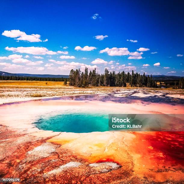 Yellowstone Hot Spring Stock Photo - Download Image Now - Beauty In Nature, Blue, Color Image