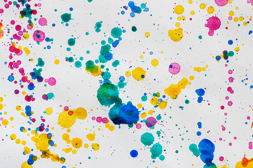 Paint Colorful drops bright splash on paper, creative background