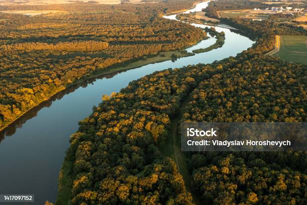 Aerial View Of The River At Sunset In Summer Stock Photo - Download Image Now - Amazon Region, River, Brazil