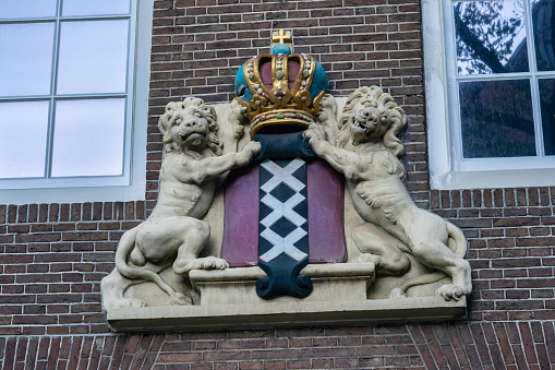 Detail of gable of court Kammergericht in Berlin Schoeneberg. Court was made  Paul Thoemer, Rudolf Mönnich, Carl Vohl and Jean Fasquel  1909–1913