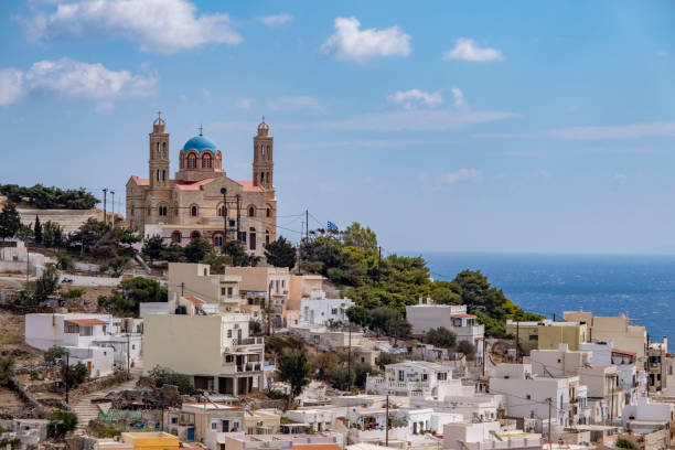 istock Looking at Saint George Cathedral in Syros 1417100719