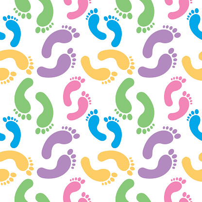 Multi Colored Footprints Seamless Pattern