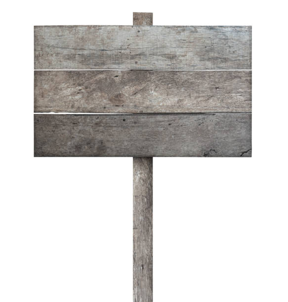 istock Old wooden sign isolated on white background 1417142089