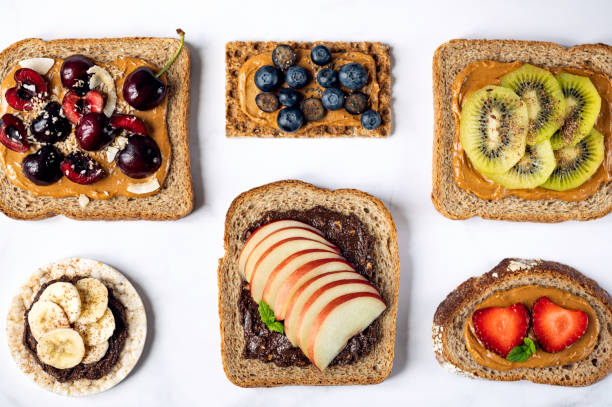 Healthy open sandwiches stock photo