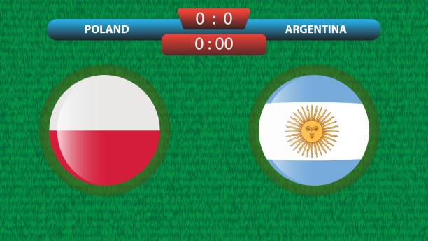 polen vs argentinien fußballspiel vorlage - argentina qatar stock-grafiken, -clipart, -cartoons und -symbole