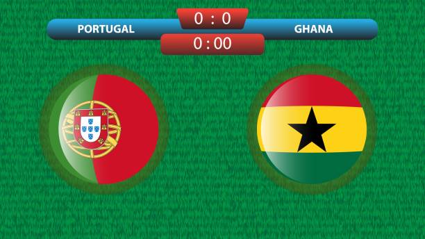 шаблон футбольного матча португалии и ганы - portugal ghana stock illustrations