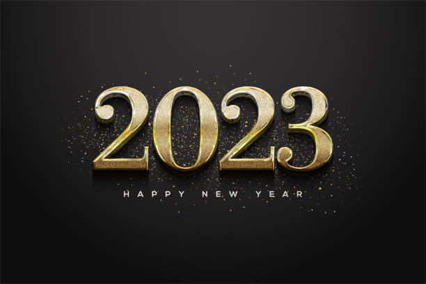 istock Happy new year 2023 with gold bold numbers 1417146453