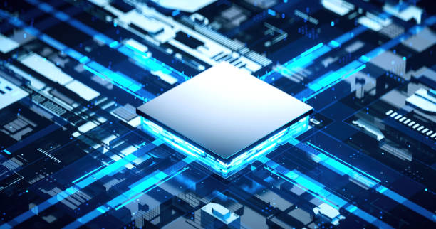 istock 3D rendering of cyberpunk AI. Circuit board. Technology background. Central Computer Processors CPU and GPU concept. Motherboard digital chip. Tech science background. 1417163772