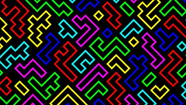 istock colorful geometric shaped maze. for wallpaper or background. 1417170714
