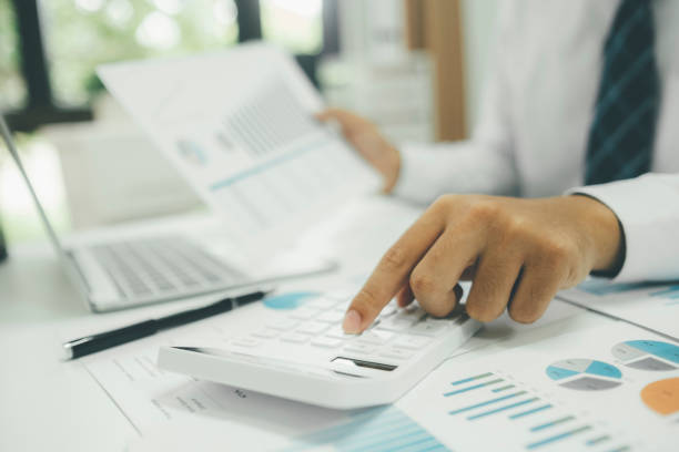 istock Businessman analyse investment marketing data. 1417172127