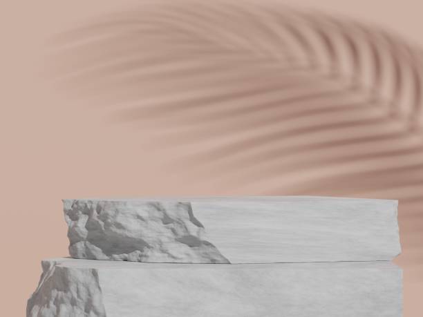 istock Empty 3D display product beige minimal scene with geometric podium platform.Cosmetics or beauty product promotion mockup. 3D render illustration. 1417173368