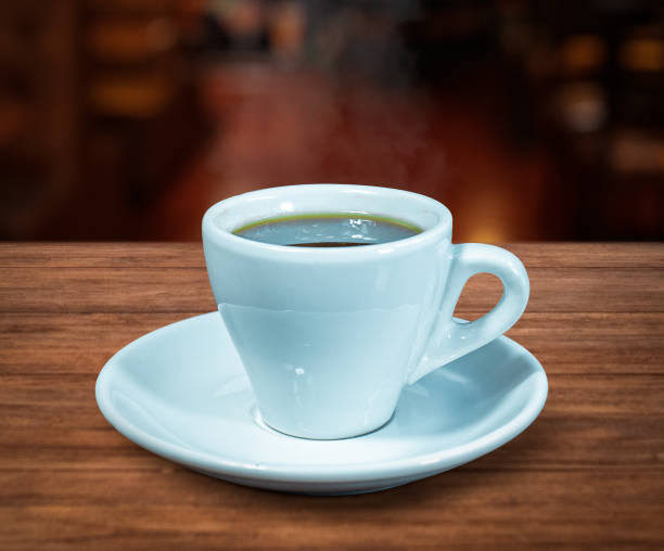 istock Hot espresso coffee, in white cup. 1417184083