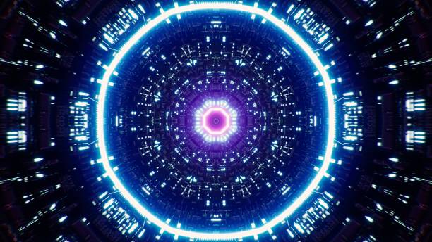 istock Glowing Neon Circular Light in the Sci Fi Spaceship Inside Concept Background 3D Rendering 1417186550