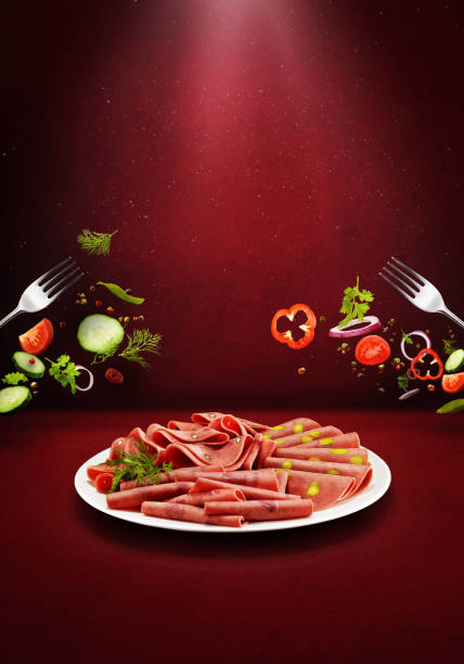 Ham on a hot and spicy background