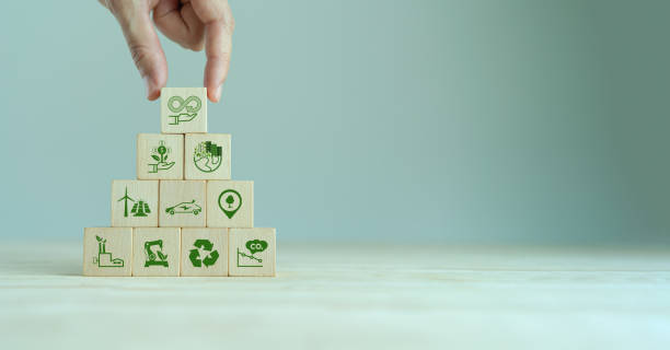 Circular economy concept. Business and environment sustainable. Climate change limited goals. Stacking wooden cube with eco infinity and environment sustainable symbols on smart backgound Circular economy concept. Business and environment sustainable. Climate change limited goals. Stacking wooden cube with eco infinity and environment sustainable symbols on smart backgound larnaca international airport stock pictures, royalty-free photos & images