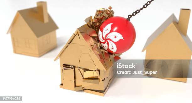 Hong Kong Hk Global Inflation Recession House Real Estate Crash Stock Photo - Download Image Now