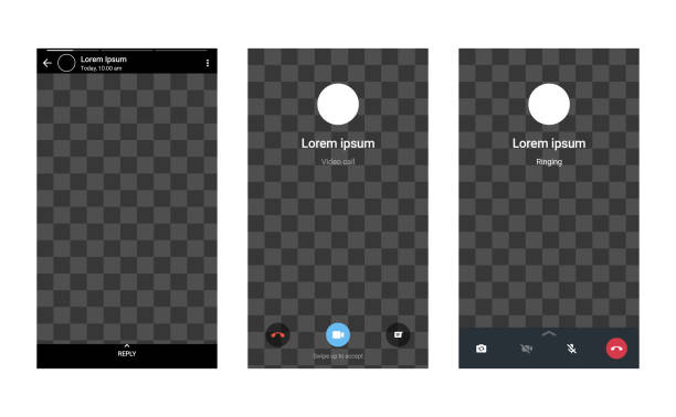 illustrations, cliparts, dessins animés et icônes de whatsapp histoire et maquette d’appel vidéo écran vide ui - zoom ring illustrations
