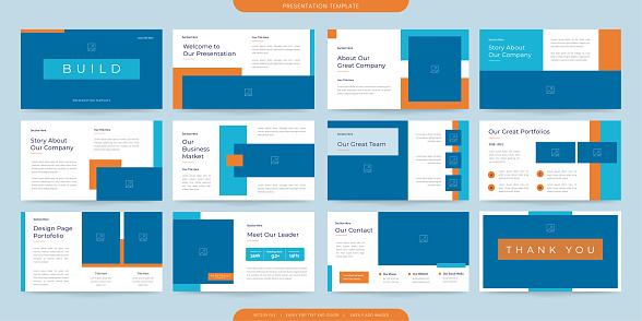 minimalist presentation templates. corporate booklet use in flyer and leaflet, marketing banner, advertising brochure, annual business report, website slider. Blue yellow color company profile vector