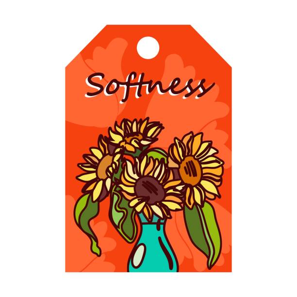 istock Florist shop or spring concept for greeting cards and labels design. Tag with flowers. Bunches in vase, roses vector illustrations with text on red 1417197933