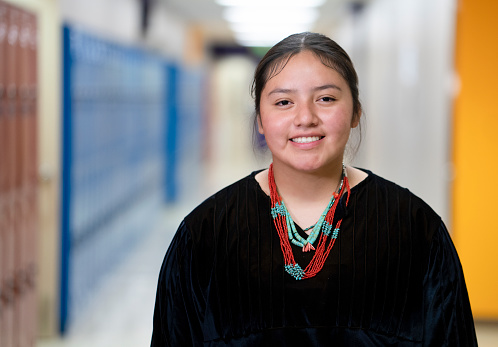 Indigenous Navajo Happy Sixteen years old Teenage girl school portrait