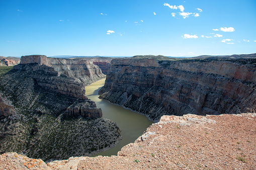 Bighorn River seen from Devils Canyon overlook in the Bighorn Canyon National Recreation Area on the border of Montana and Wyoming United States