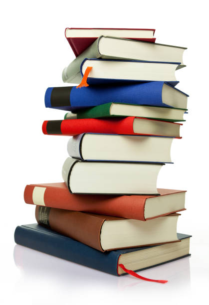 istock Books stacked and isolated on white background 1417204886