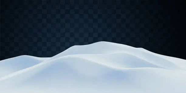 Vector illustration of Snowy landscape isolated on light transparent background.