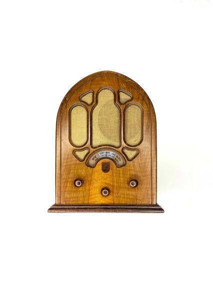 istock Vintage radio device over a white background. 1417208684
