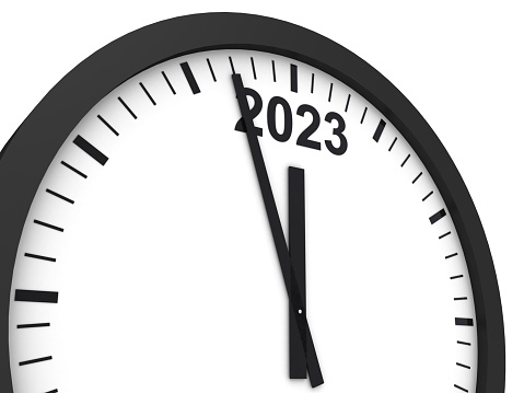 New year 2023 time clock