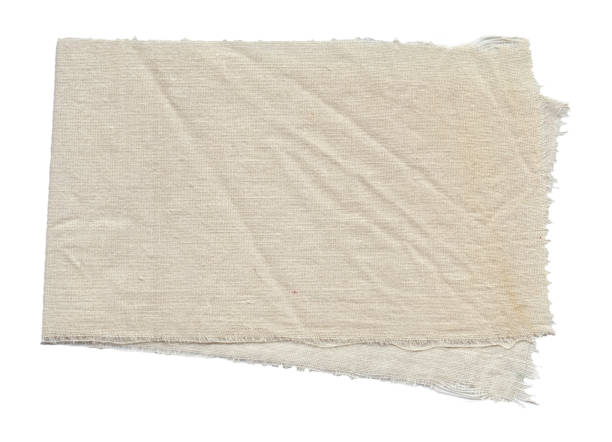 istock Old dirty linen fabric texture background with stains isolated 1417216885
