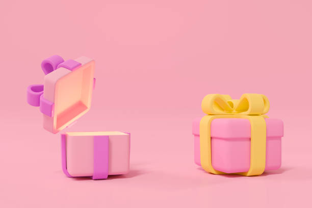 istock 3d open gift box and closed present box on pink background. Christmas, birthday, ads, promotion, Valentine. 3d rendering illustration. 1417218900