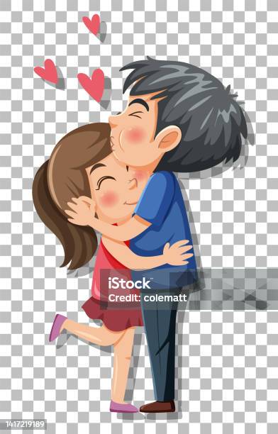 Cute Couple Cartoon Character On Grid Background Stock Illustration -  Download Image Now - 2-3 Years, Art, Backgrounds - iStock