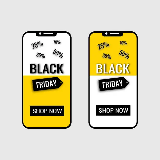 Vector illustration of Logo with text Black Friday in phone