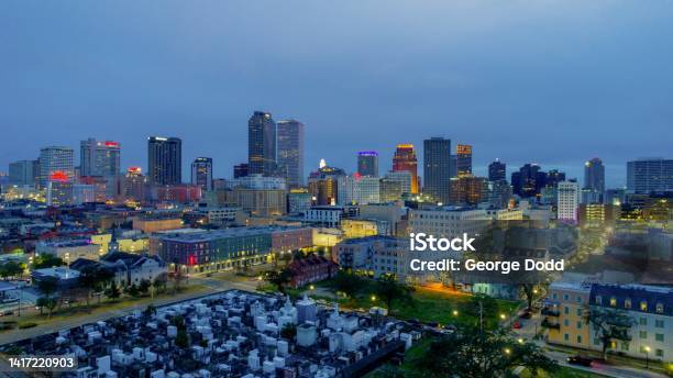 Downtown New Orleans At Sunset Stock Photo - Download Image Now - New Orleans, Cityscape, Louisiana Superdome