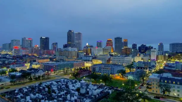 Photo of Downtown New Orleans at sunset