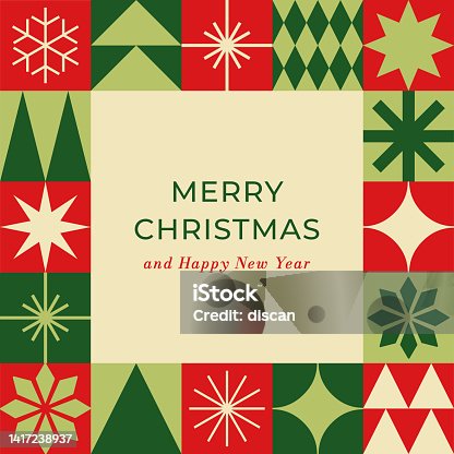 istock Christmas Card with Geometric decoration. 1417238937
