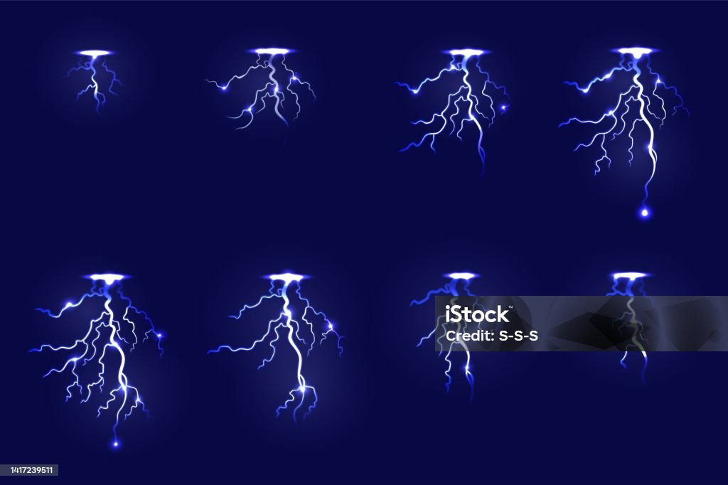 Lightning Animation Animated Thunder Ground Fx Effect Cartoon Electric  Light Power Animation Strike Energy 2d Game Frame Electricity Voltage Flash  Neoteric Vector Illustration Stock Illustration - Download Image Now -  iStock