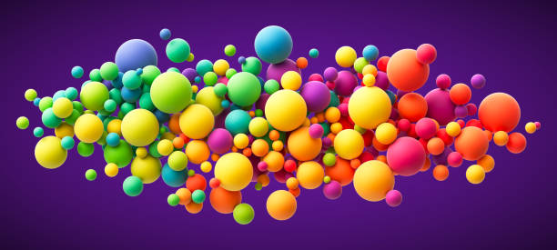 ilustrações de stock, clip art, desenhos animados e ícones de colorful flying spheres background - color balls