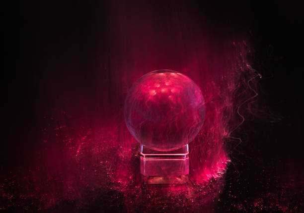 Drawing with light of a crystal ball as a background stock photo
