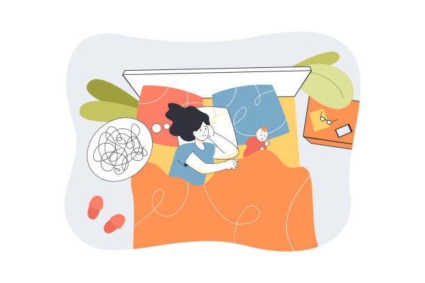 istock Insomnia of young mother lying with baby in bed 1417257003