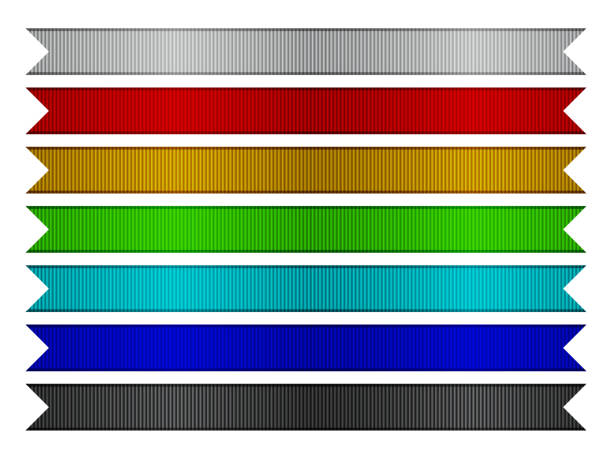 ленты с текстурой гроссфера и различными цветами, 3d реалистичный широкий сэмплер ткани - лента для шитья stock illustrations