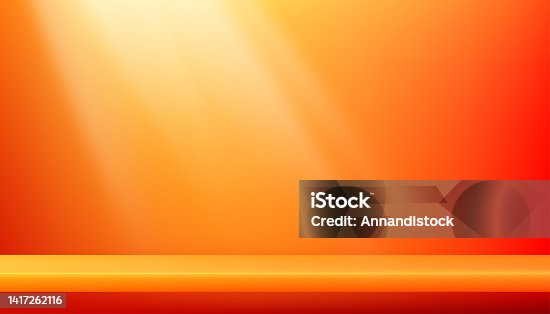 istock Orange display for Autumn or Fall background,3d Room Studio and shelf with light and Shadow.Vector illustration Gallery room.Minima scene backdrop shooting for products presentation,promotion or Sales 1417262116
