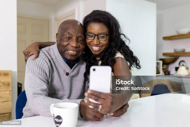 Lets Take A Selfie Dad Stock Photo - Download Image Now - 35-39 Years, 70-79 Years, Active Seniors