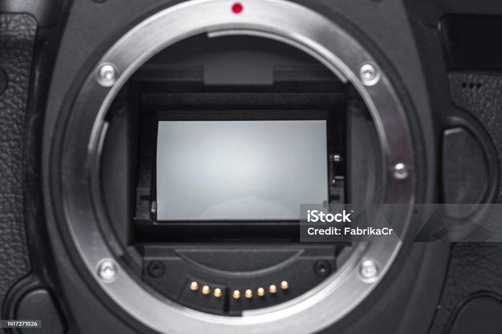 Closeup view of digital camera Aperture Stock Photo